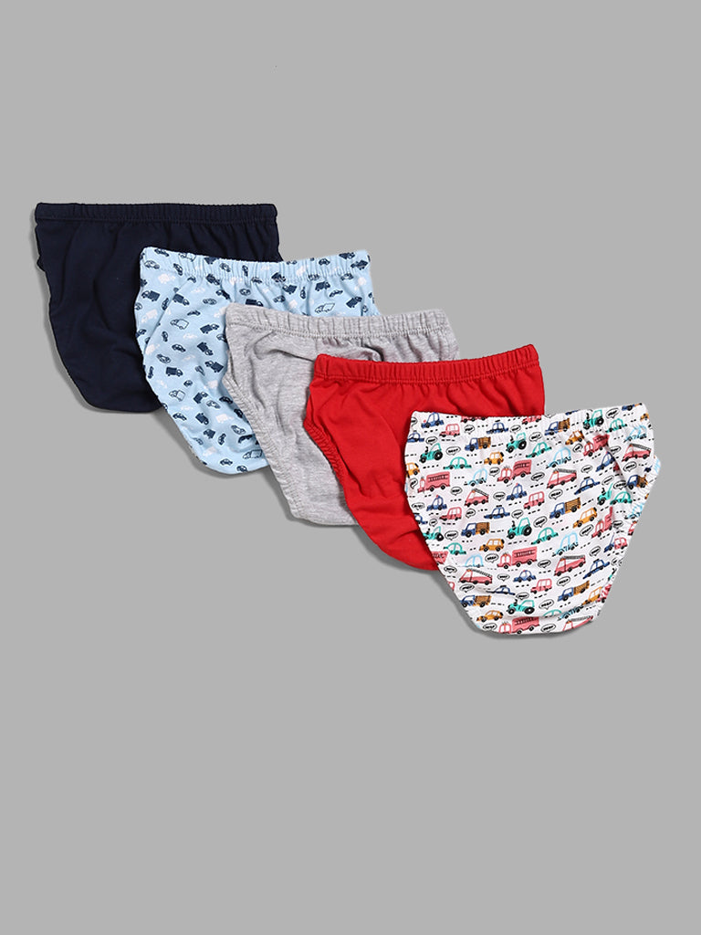 HOP Kids Multicolour Vehicle Printed Briefs - Pack of 5