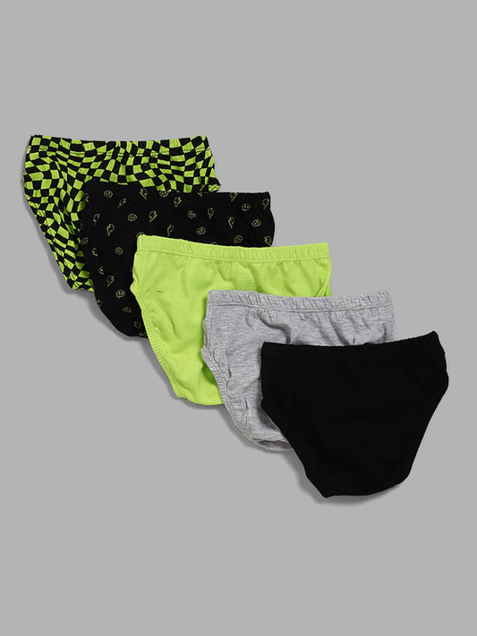 HOP Kids Multicolour Printed Briefs - Pack of 5