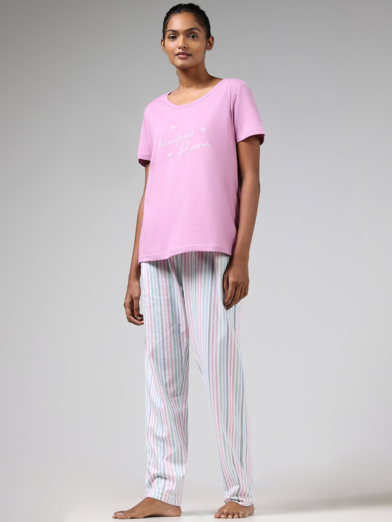 Wunderlove Multicolor Striped Cotton Pyjamas