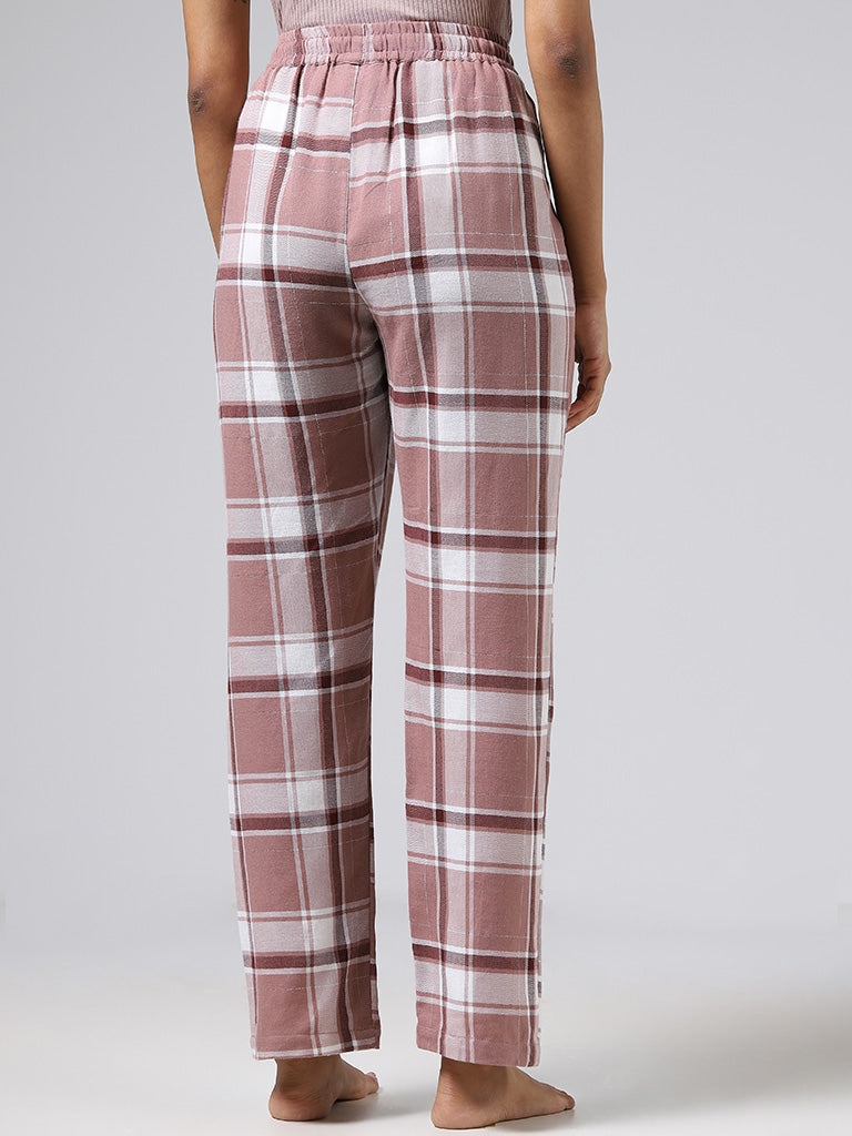 Wunderlove Dusty Rose Plaid Checked Pyjamas