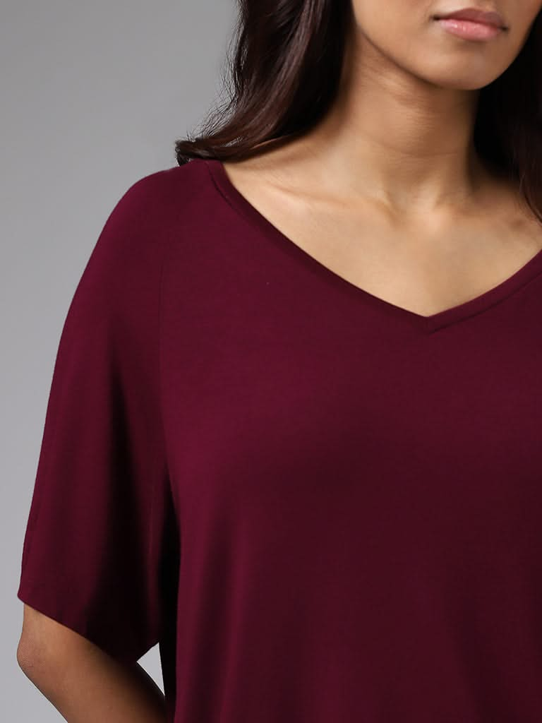 Wunderlove Solid Burgundy Supersoft T-Shirt