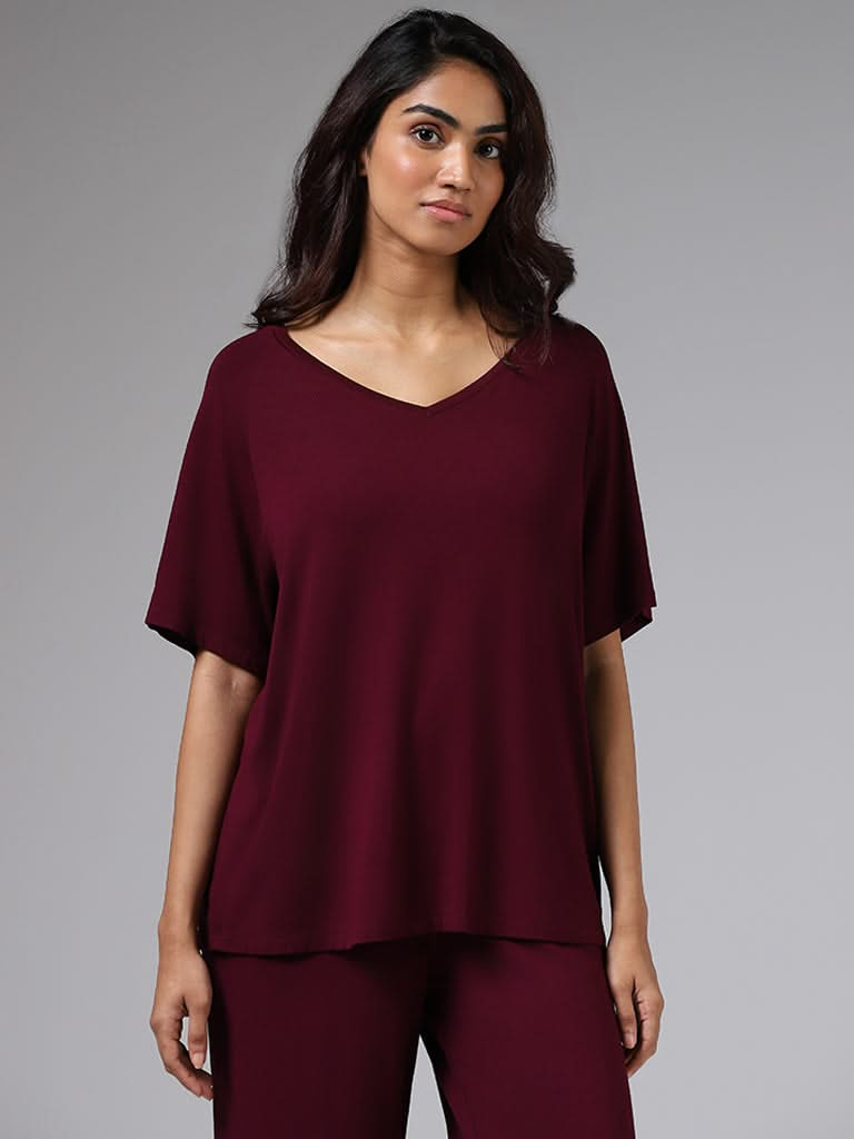 Wunderlove Solid Burgundy Supersoft T-Shirt