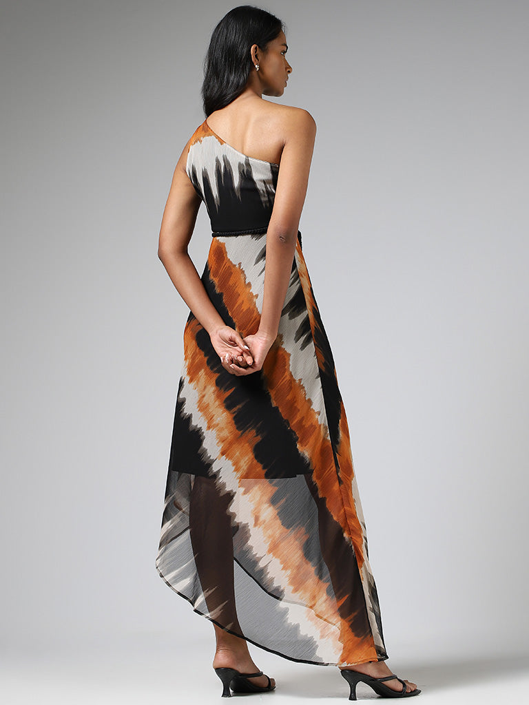 LOV Multicolor Printed One Shoulder Asymmetrical Dress