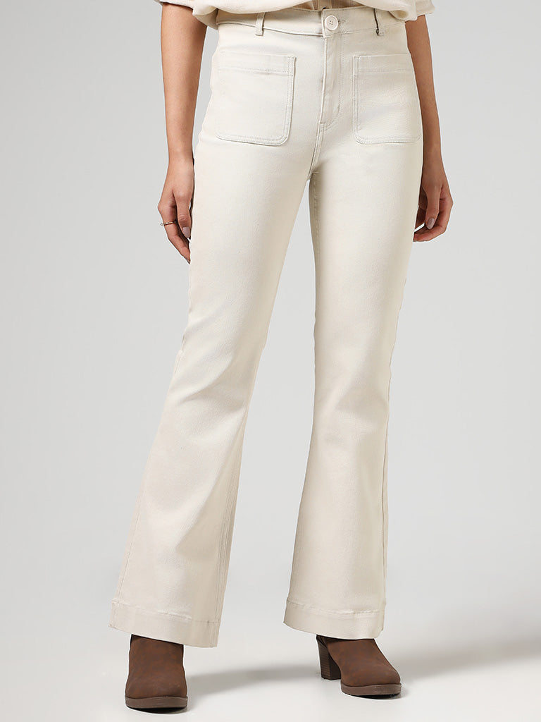 LOV Beige Relaxed - Fit Mid - Rise Jeans