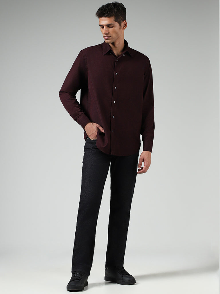 Ascot Wine Cotton Relaxed-Fit Shirt