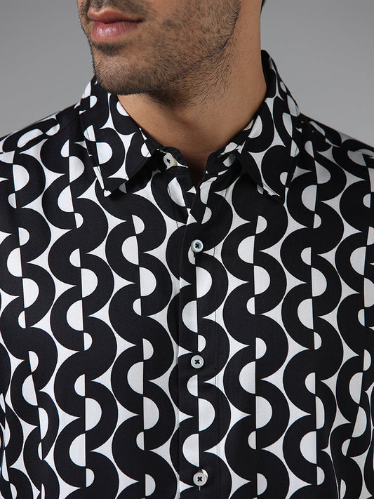 Ascot Black Printed Relaxed-Fit Shirt