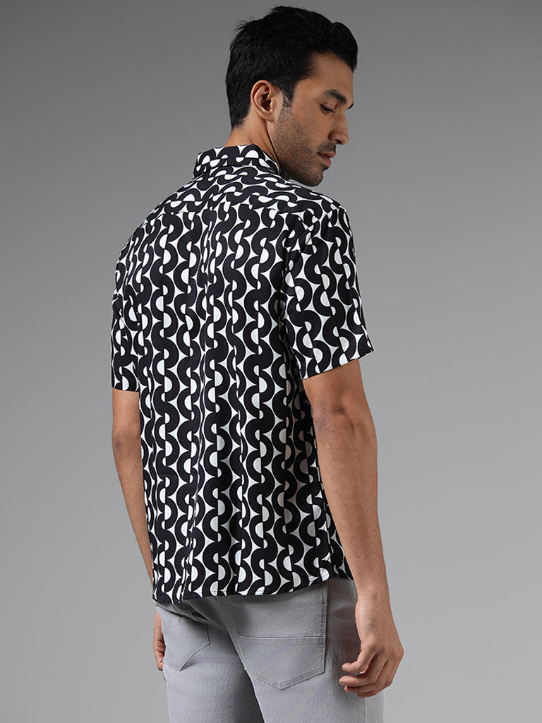 Ascot Black Printed Relaxed-Fit Shirt