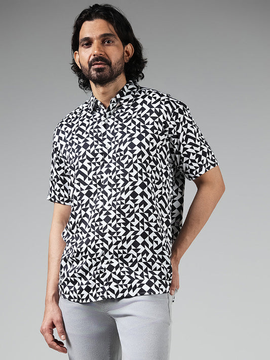 Ascot Black Printed Relaxed-Fit Shirt