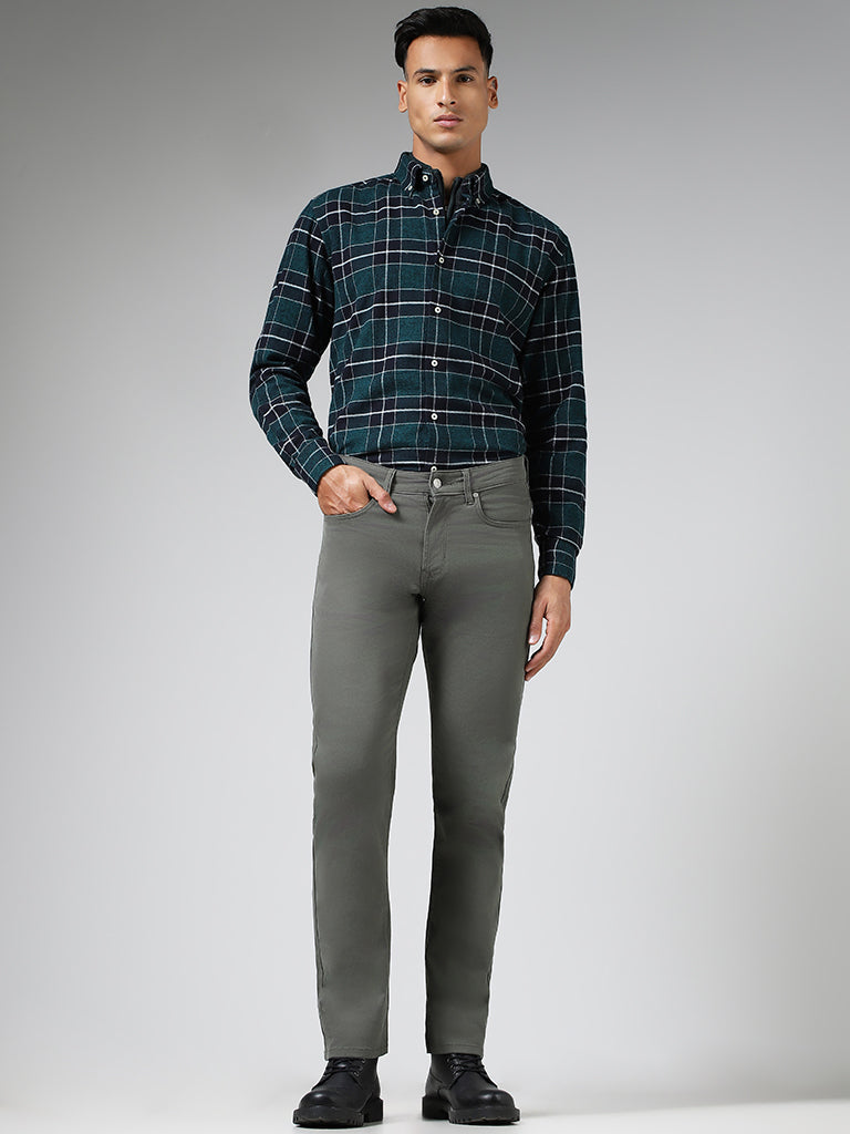 Ascot Green Checked Cotton Relaxed-Fit Shirt