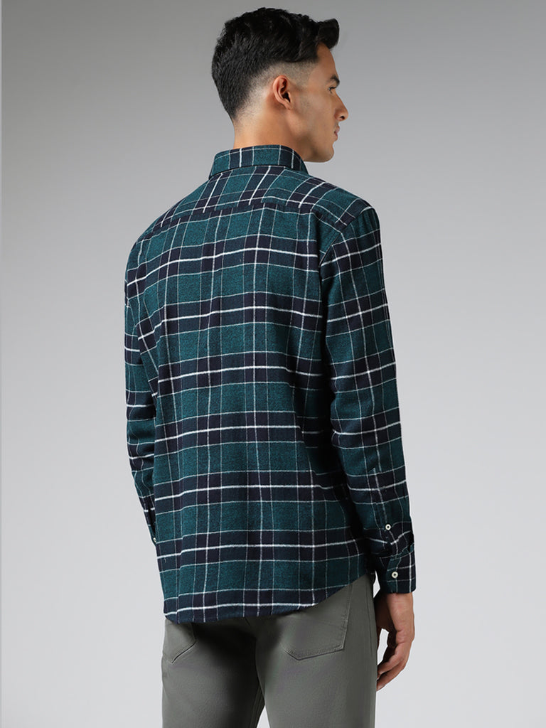 Ascot Green Checked Cotton Relaxed-Fit Shirt