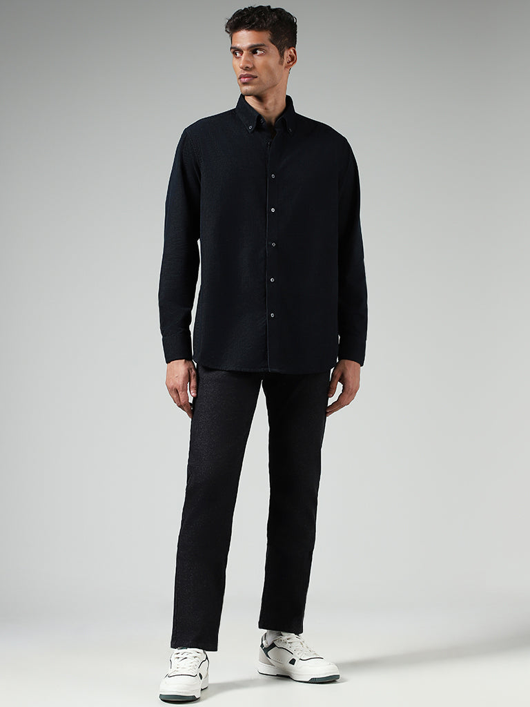 Ascot Blue Cotton Relaxed-Fit Shirt