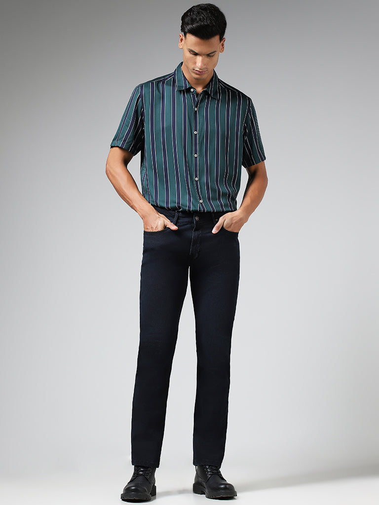 Ascot Green Striped Relaxed-Fit Shirt