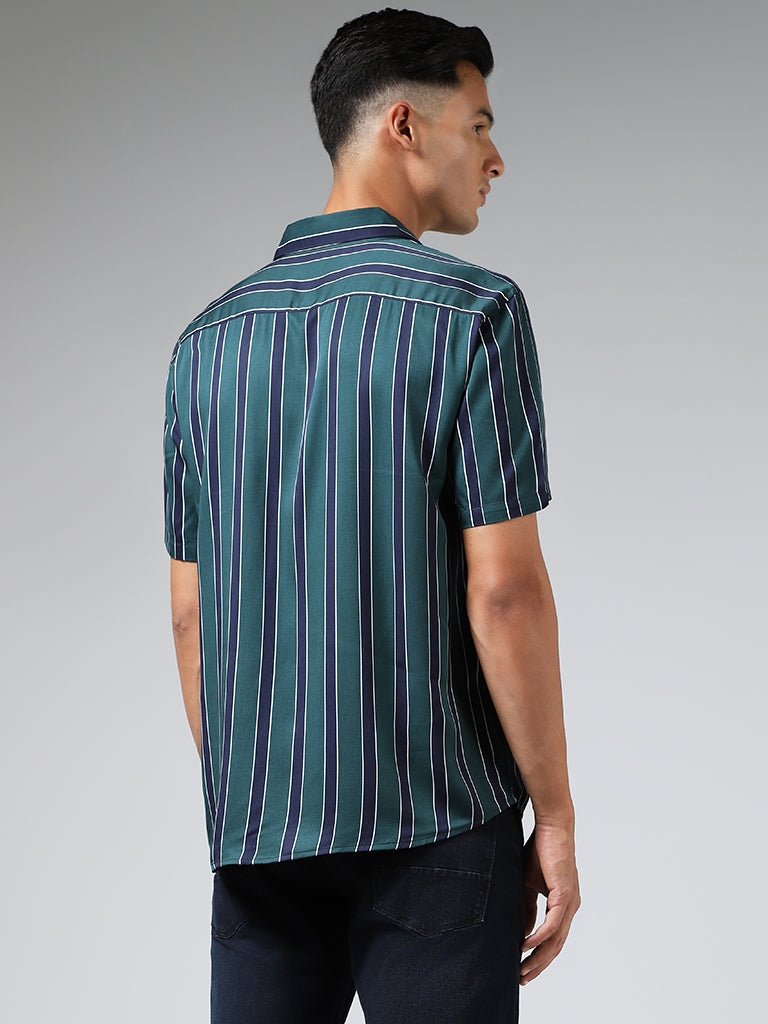 Ascot Green Striped Relaxed-Fit Shirt