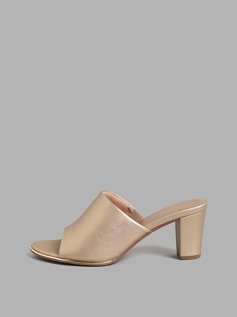 LUNA BLU Gold Heel Sandals