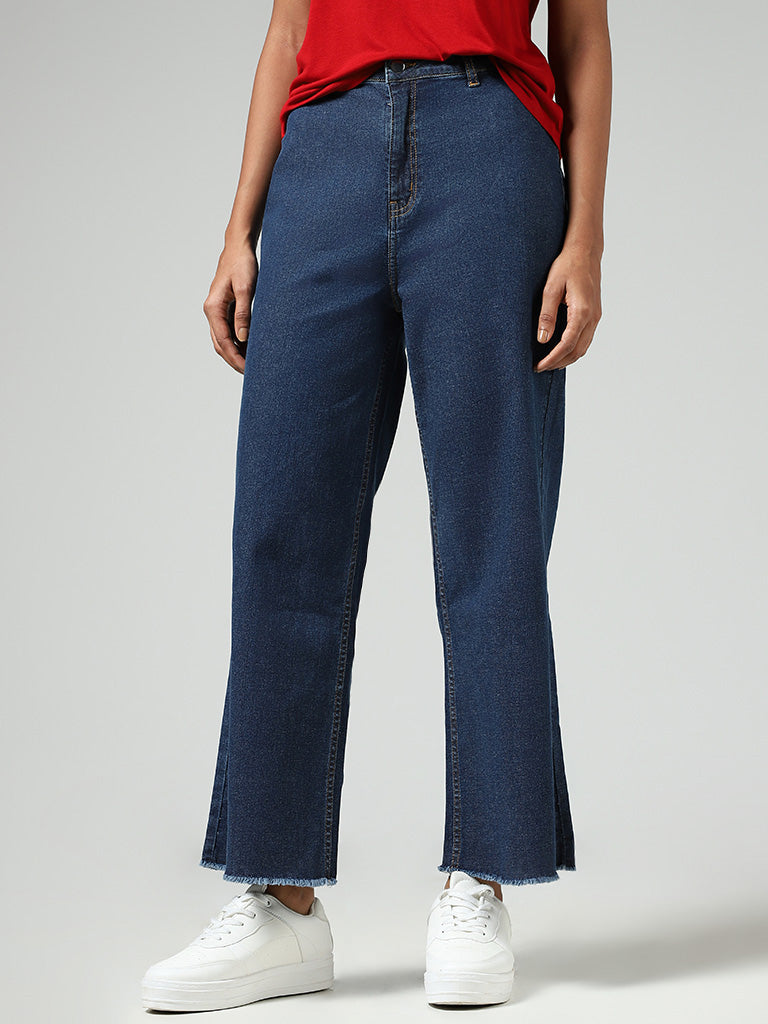 LOV Dark Blue Wide Leg - Fit High - Rise Jeans