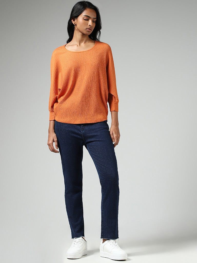 LOV Orange Self-Textured Top