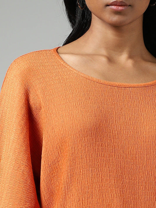 LOV Orange Self-Textured Top