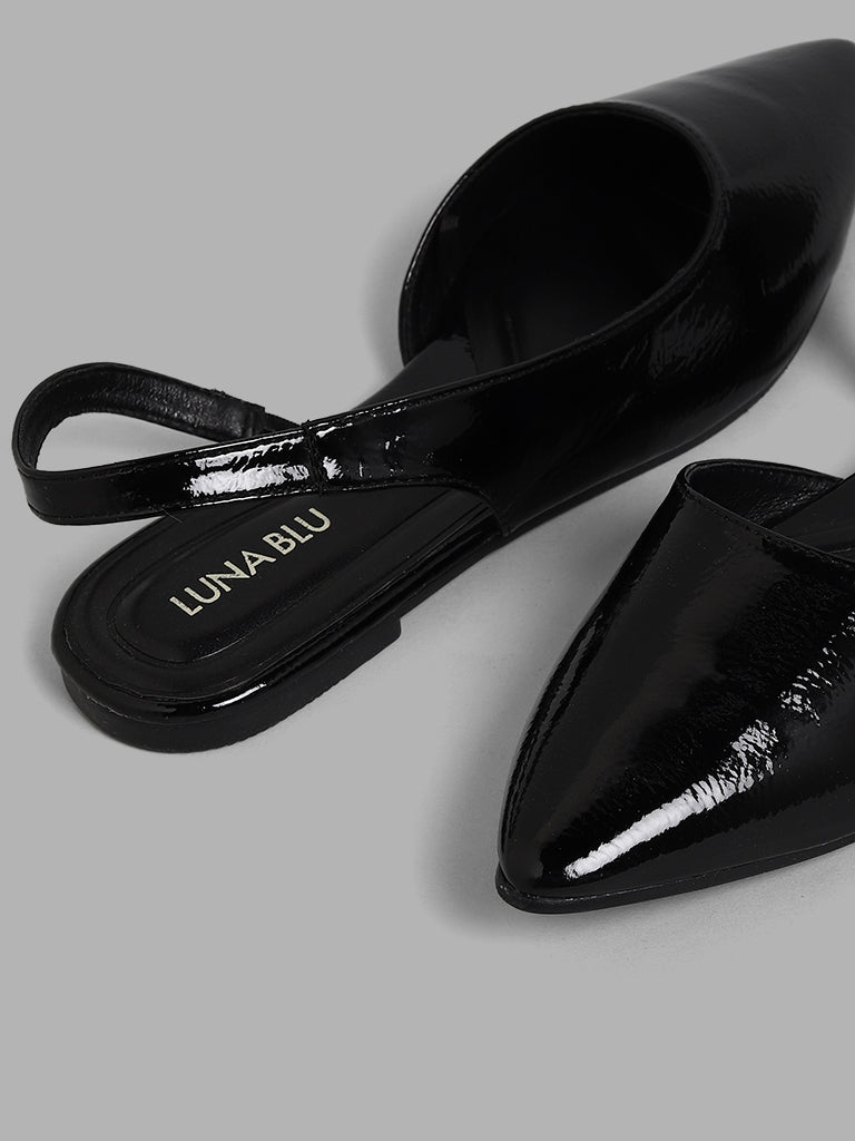 LUNA BLU Black Sling Back Flat Shoes