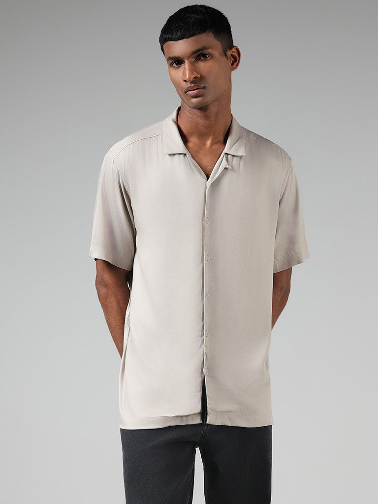 Nuon Solid Beige Relaxed-Fit Shirt