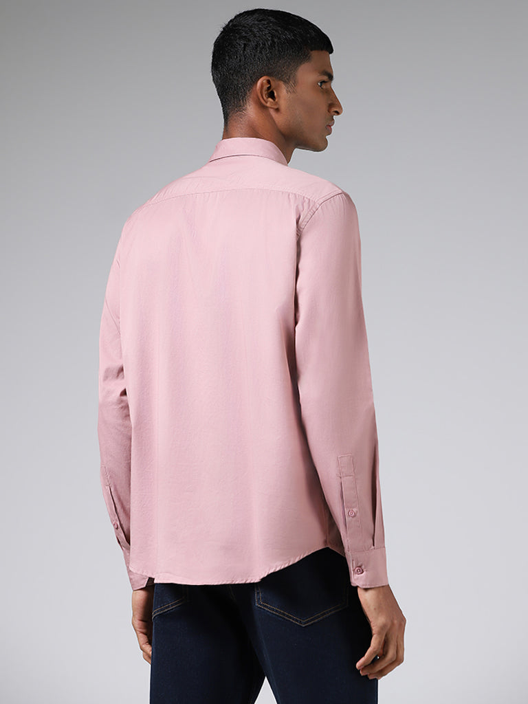 Nuon Dusty Pink Cotton Slim-Fit Shirt