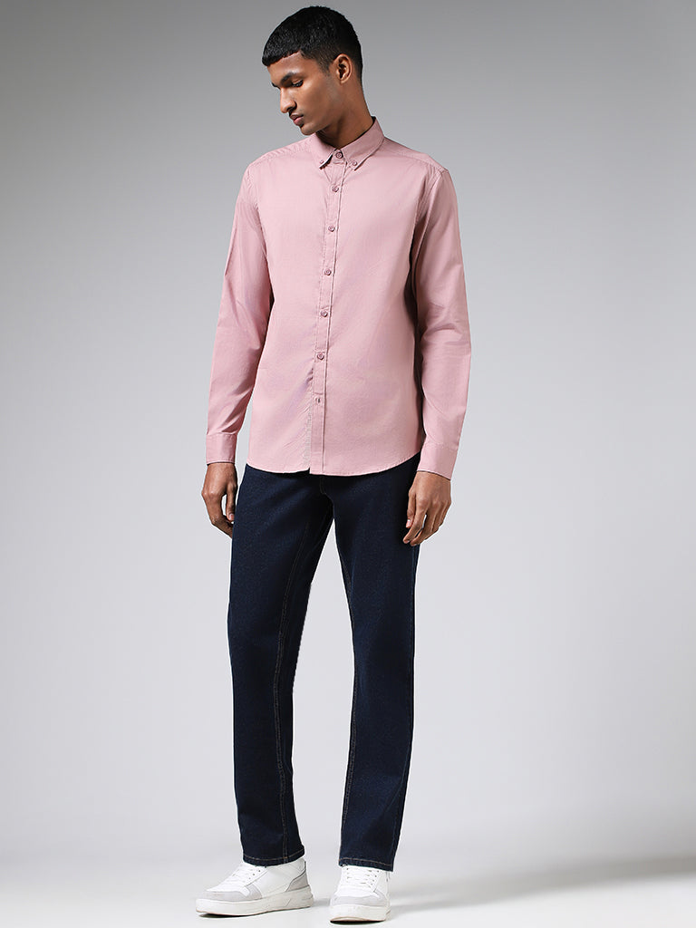 Nuon Dusty Pink Cotton Slim-Fit Shirt