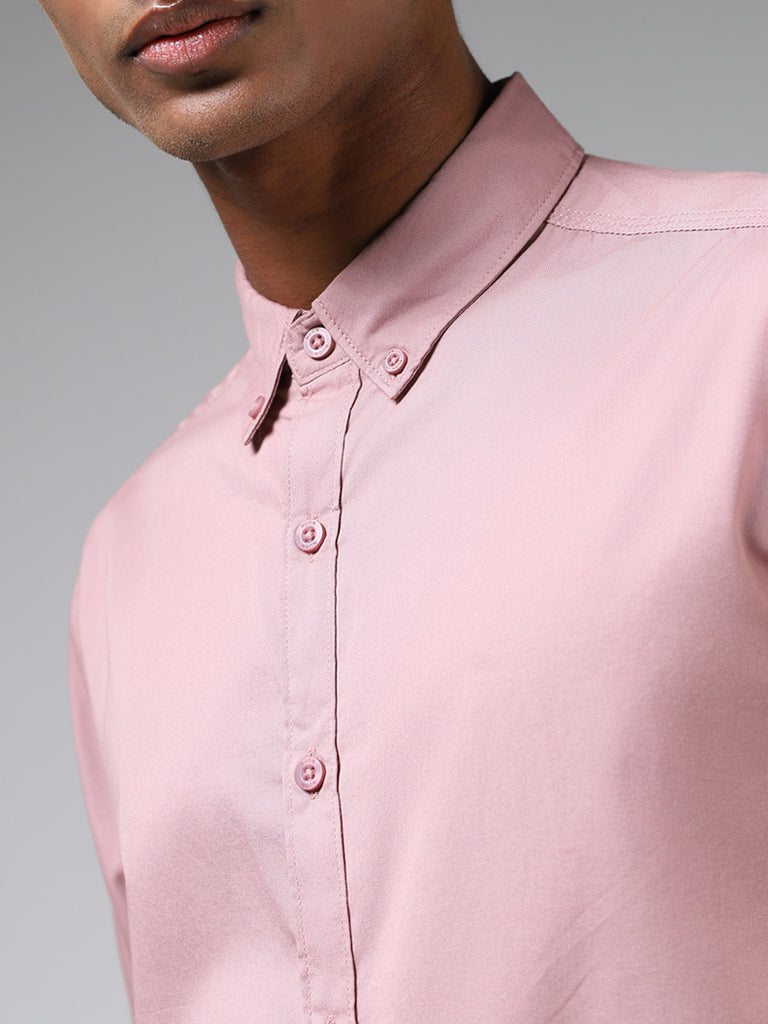 Nuon Dusty Pink Cotton Slim-Fit Shirt