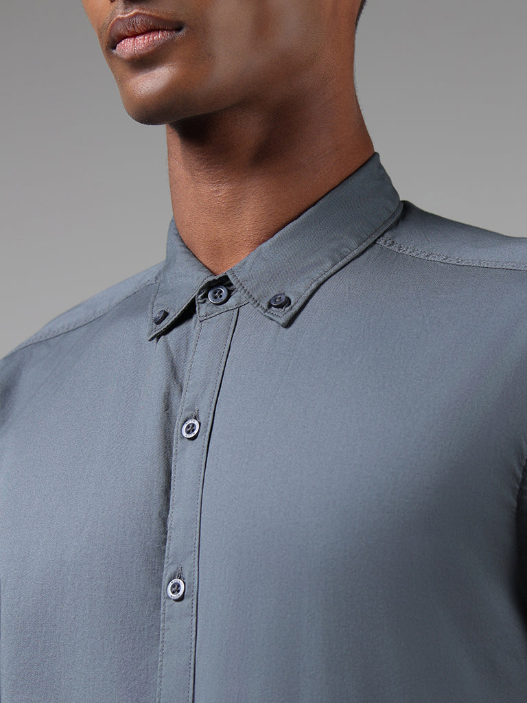 Nuon Grey Slim-Fit Cotton Shirt