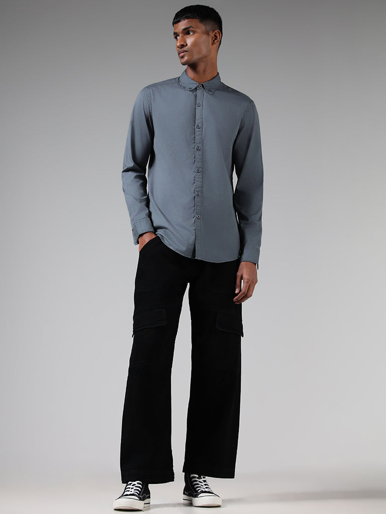 Nuon Grey Slim-Fit Cotton Shirt