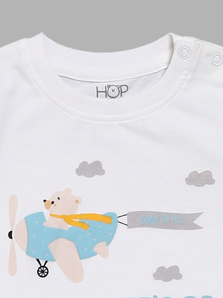 HOP Baby Multicolour Aeroplane Printed T-Shirts - Pack of 2