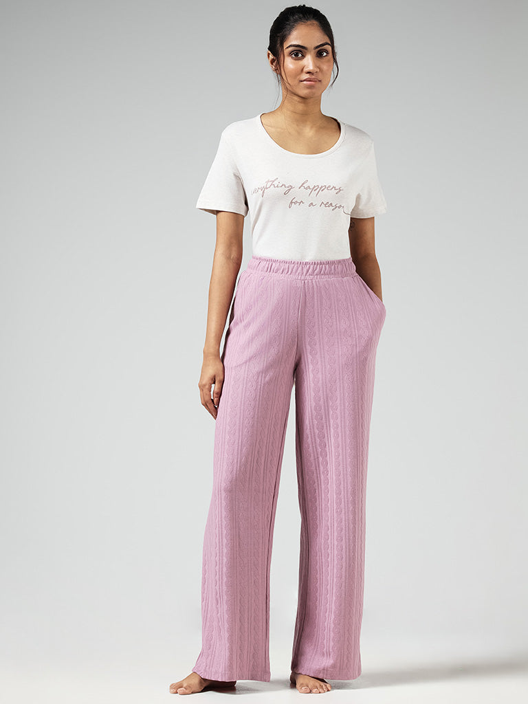 Wunderlove Nude Pink Self Textured Pyjamas