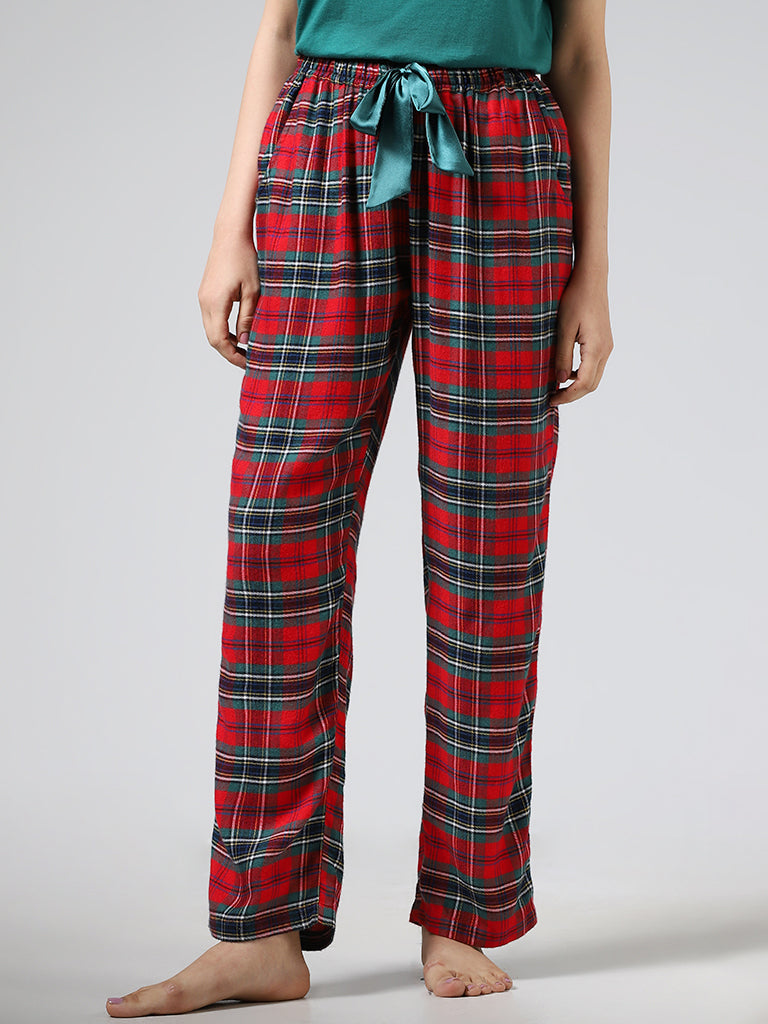 Wunderlove Red Plaid Checked Pyjamas