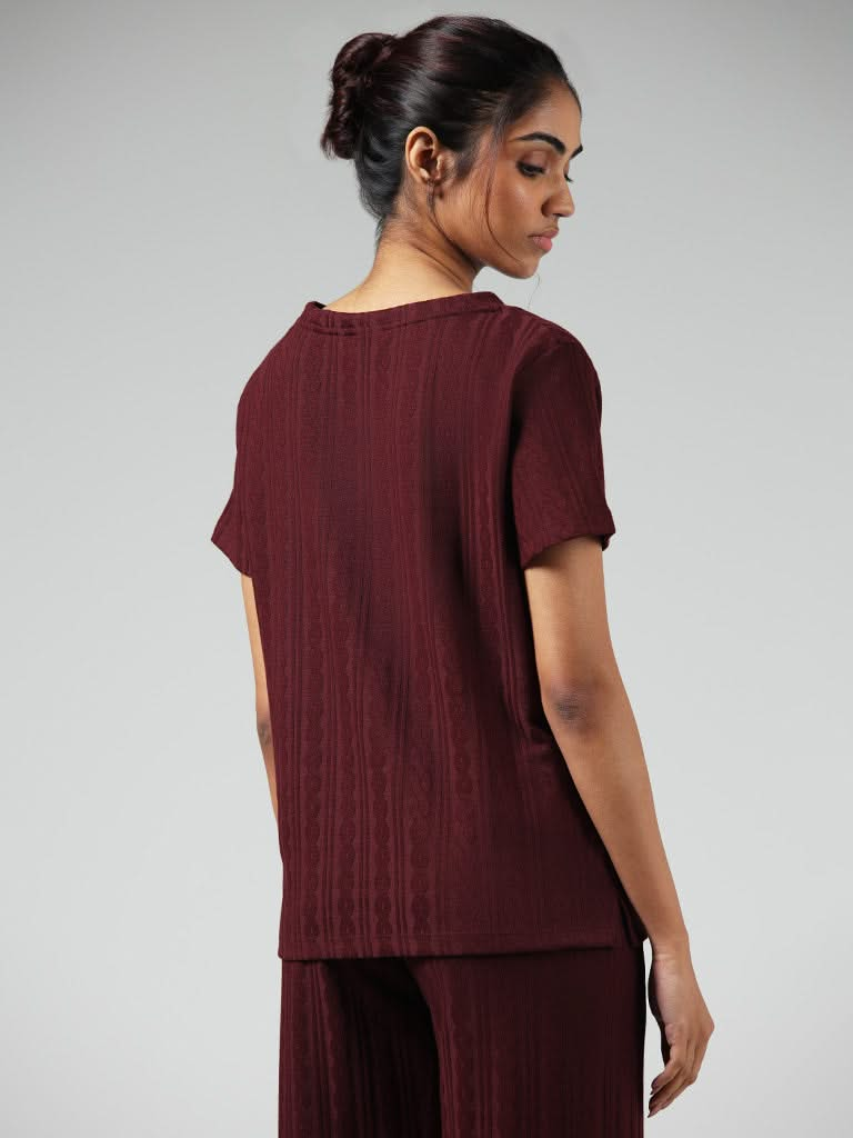 Wunderlove Wine Self Textured Top