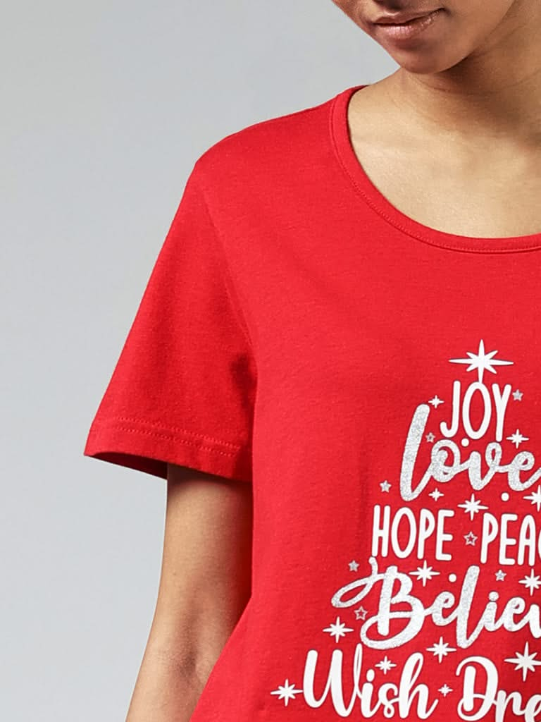 Wunderlove Red Typographic Printed Cotton Top