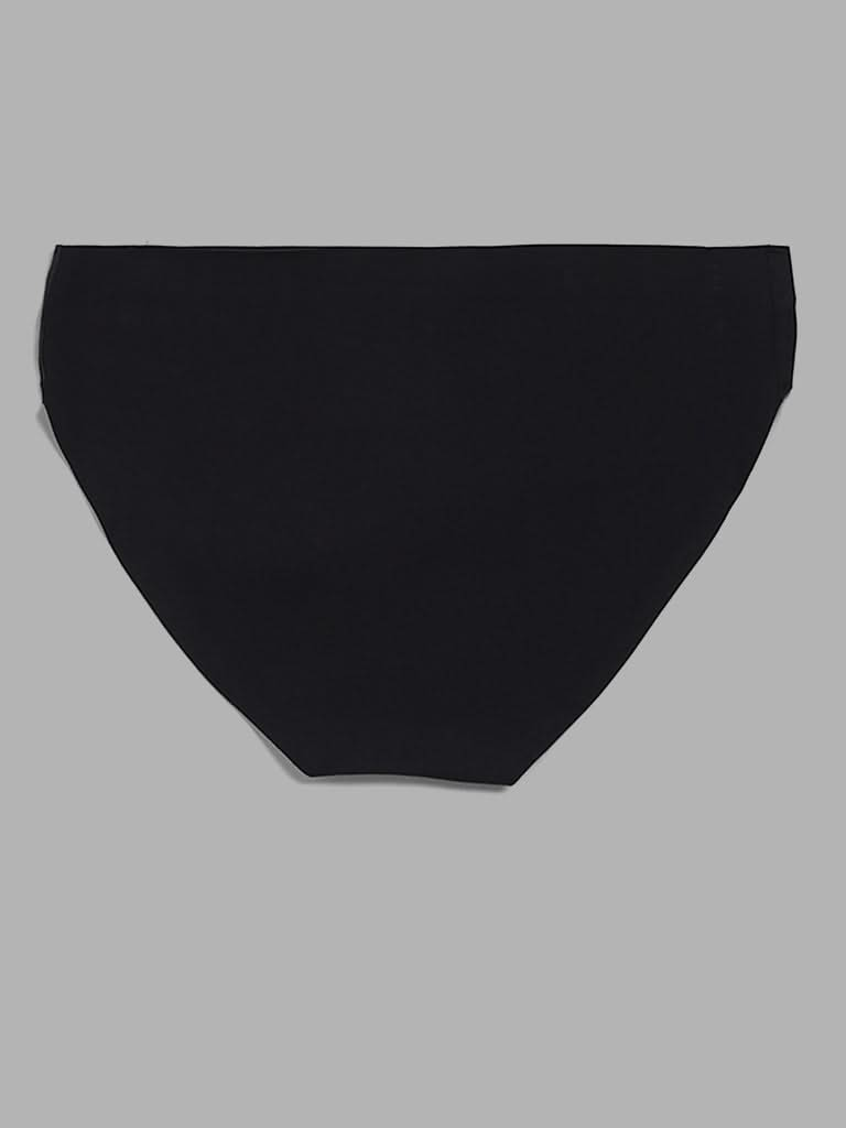 Wunderlove Solid Black Cotton Blend Invisible Brief