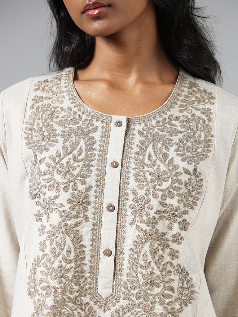 Utsa Grey Chikankari Embroidered Kurta