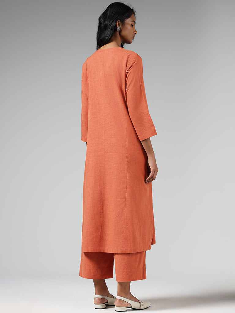 Utsa Orange Embroidered Kurta