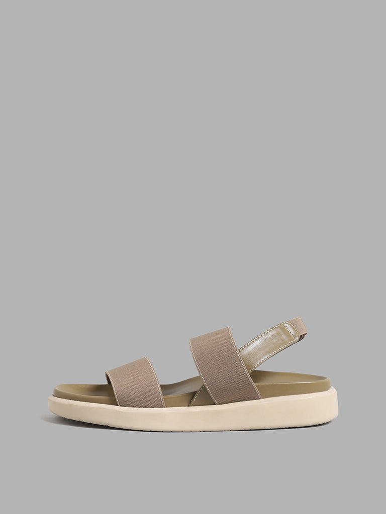 LUNA BLU Beige Double Elasticated Slingback Sandals