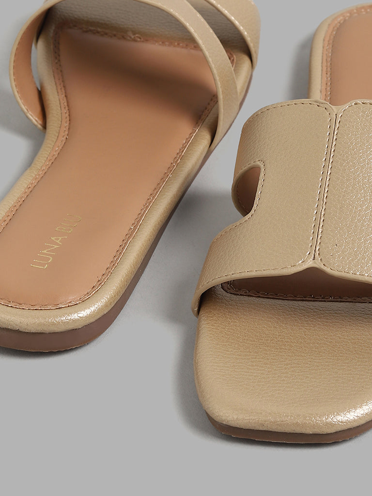 LUNA BLU Gold Slip-On Sandals