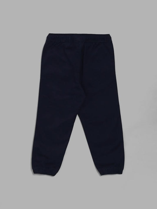 HOP Kids Navy Blue Solid Joggers