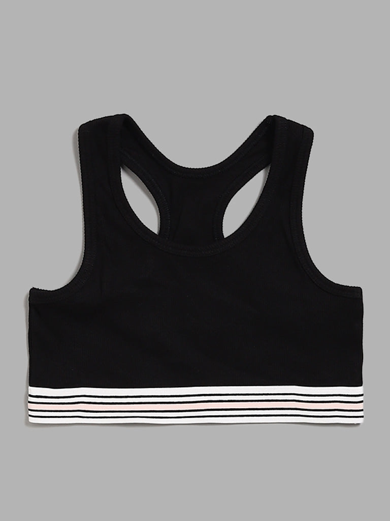 Y&F Kids Black Ribbed Crop Top