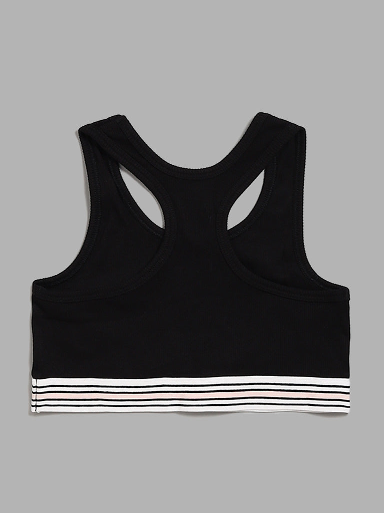 Y&F Kids Black Ribbed Crop Top