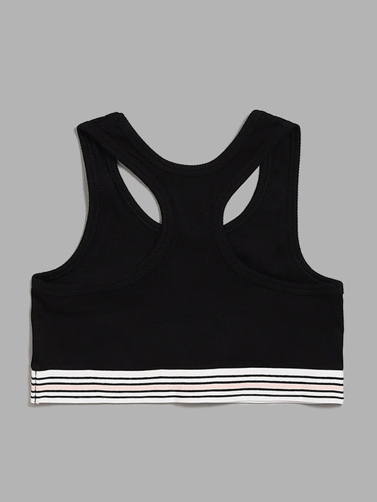 Y&F Kids Black Ribbed Crop Top