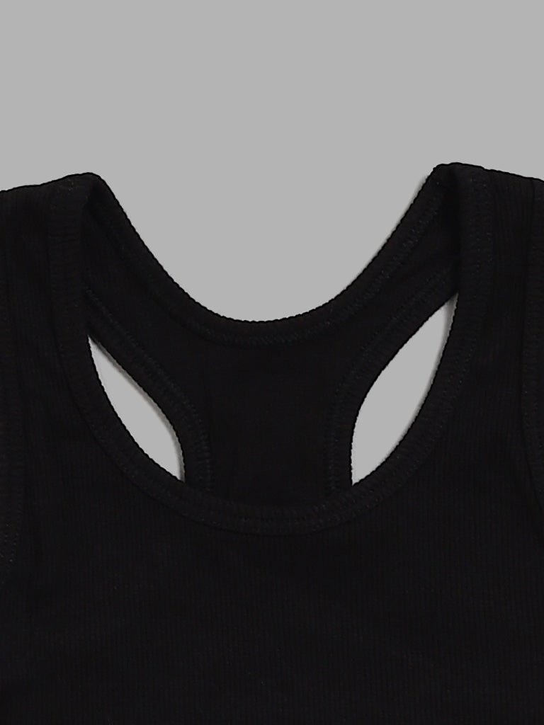 Y&F Kids Black Ribbed Crop Top