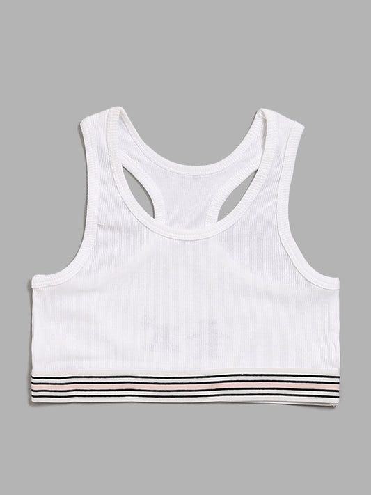 Y&F Kids White Ribbed Crop Top