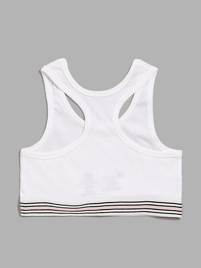 Y&F Kids White Ribbed Crop Top