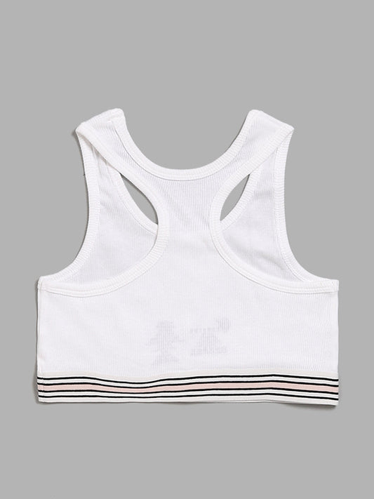 Y&F Kids White Ribbed Crop Top