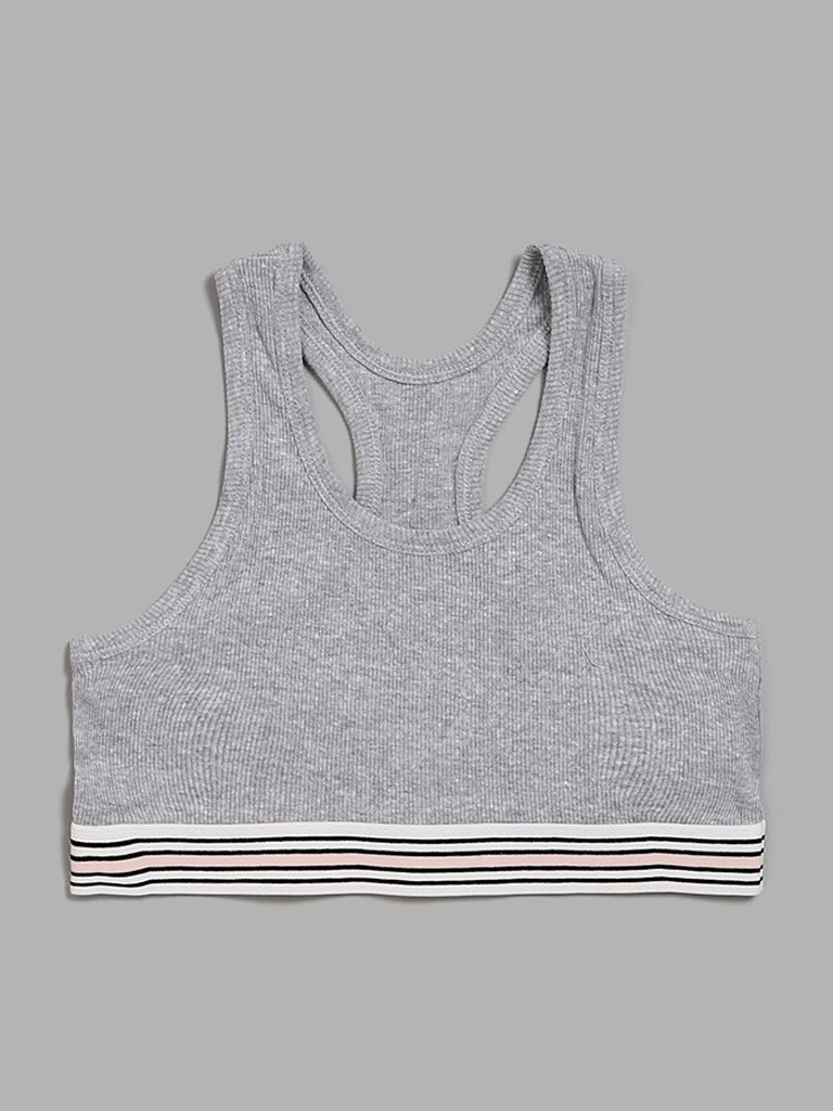 Y&F Kids Grey Ribbed Crop Top