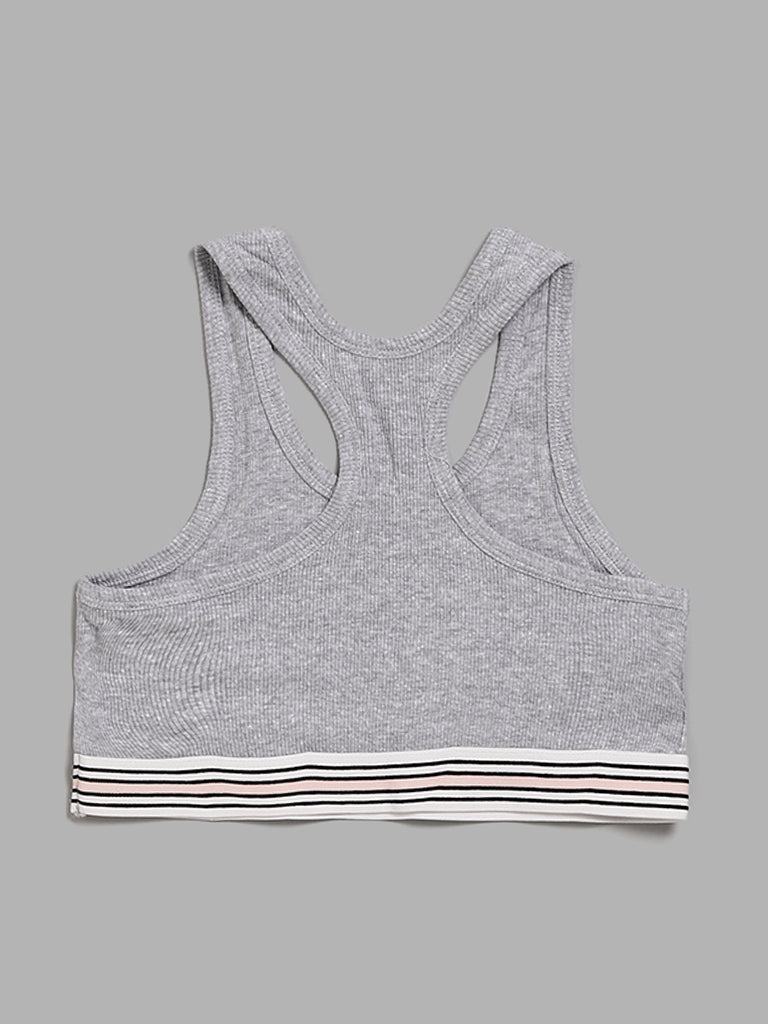 Y&F Kids Grey Ribbed Crop Top