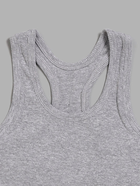 Y&F Kids Grey Ribbed Crop Top