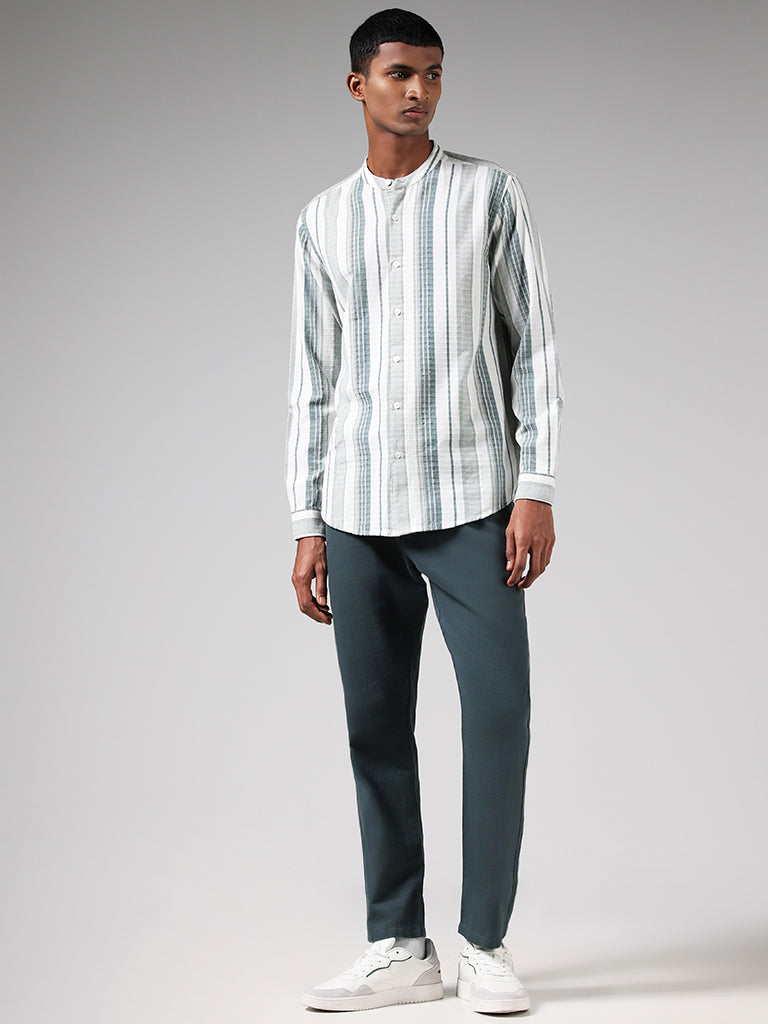 ETA Off White Self-Striped Cotton Resort-Fit Shirt